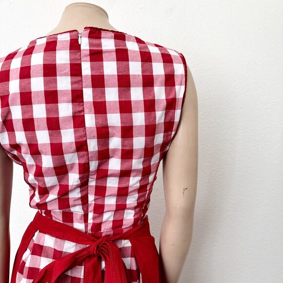 [Vintage] Red Gingham Dirndl Bavarian German Beer Girl Costume Dress Sz XL EU 46 - Picture 9 of 10